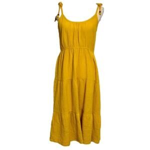 LUCKY BRAND Gauzy Tier Midi Dress Tie Strap NO SIZE ~Fits Large / L Measurements